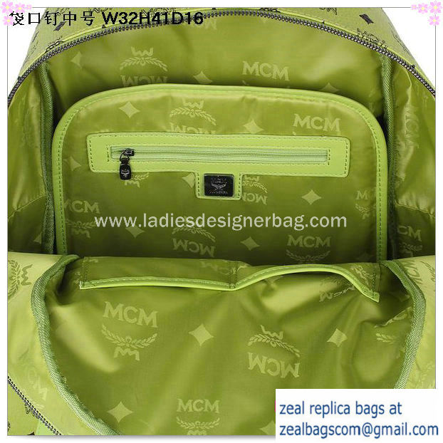 High Quality Replica MCM Medium Top Studs Backpack MC4232 Green - Click Image to Close